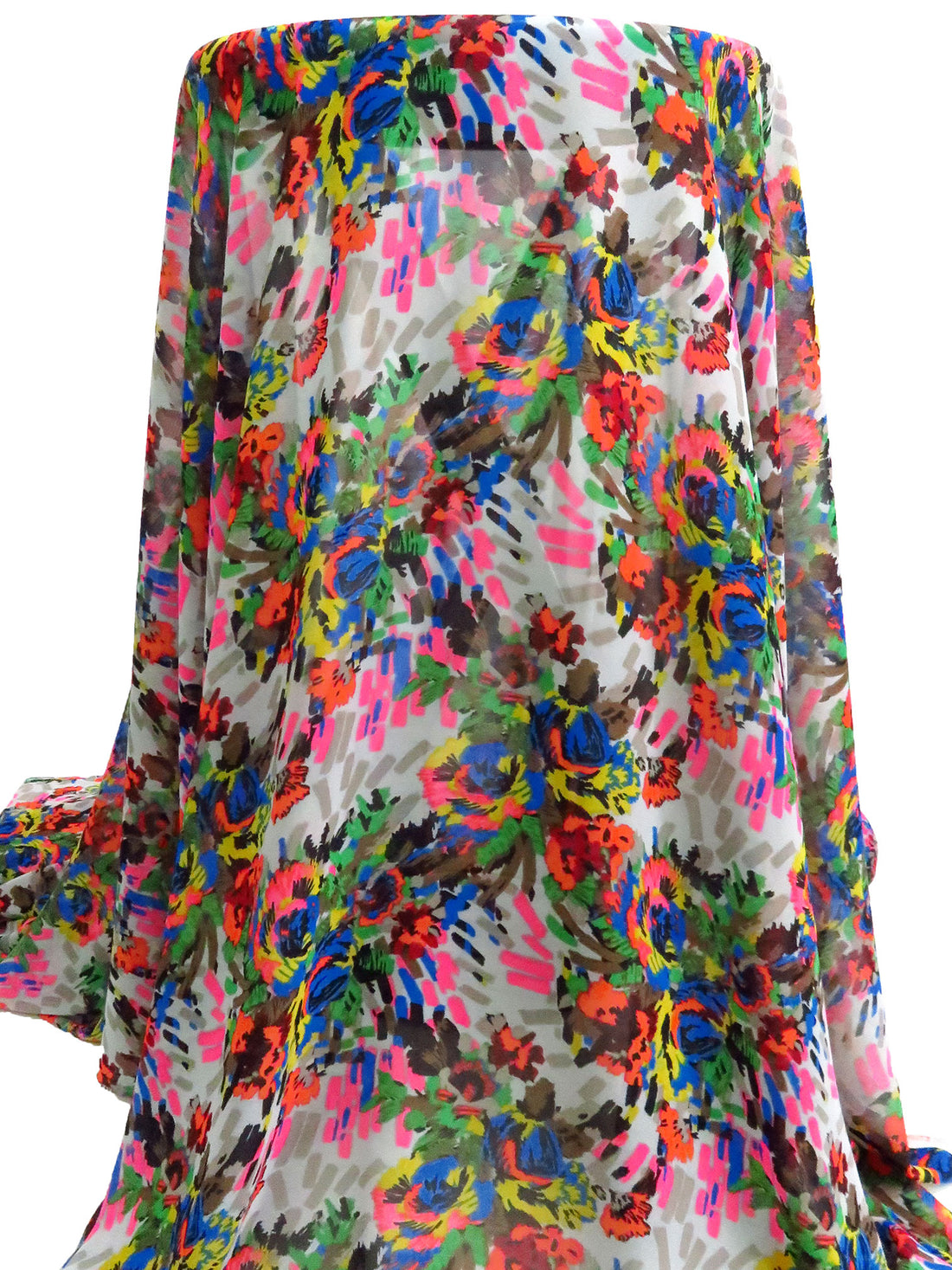 Light Gray/Banana Yellow/Dark Orange Soda/Multi 100% Polyester Abstract Floral Print Chiffon 58W