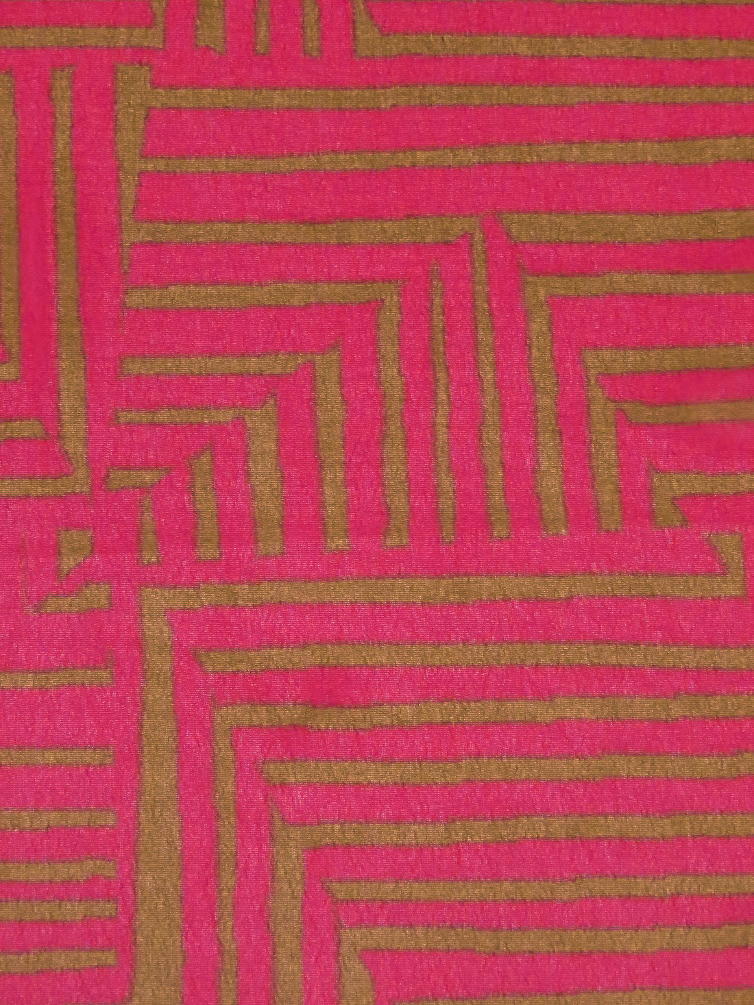 Dark Hot Pink/Coyote Brown 100% Polyester Geometric Print Chiffon 58W