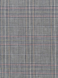 Dusty White/Black/Coffee Brown/Multi Cotton/Rayon/Lycra Glen Plaid Stretch Suiting - NY Designer - 60W