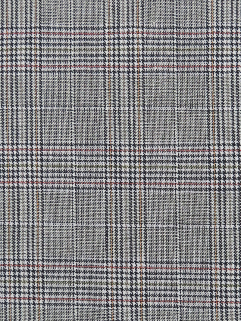 Dusty White/Black/Coffee Brown/Multi Cotton/Rayon/Lycra Glen Plaid Stretch Suiting - NY Designer - 60W