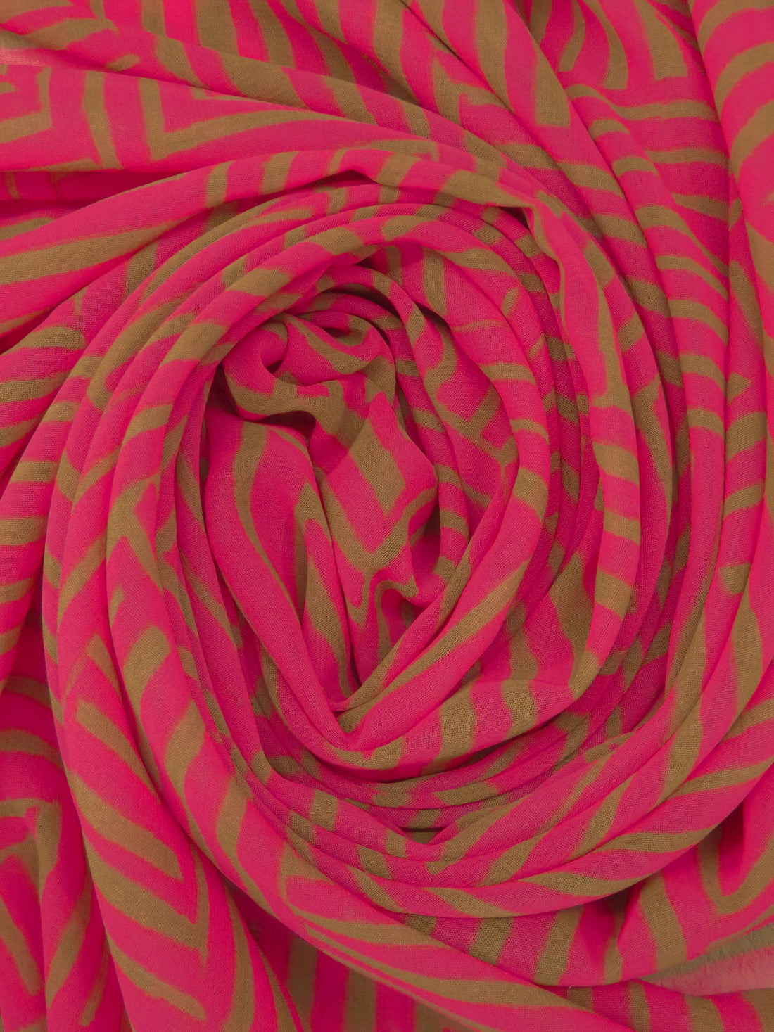 Dark Hot Pink/Coyote Brown 100% Polyester Geometric Print Chiffon 58W