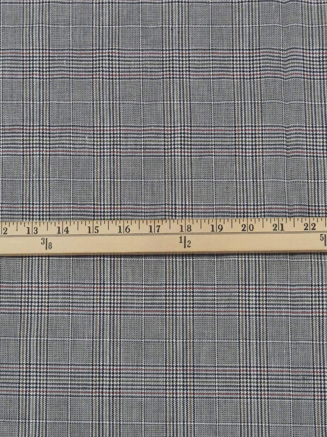 Dusty White/Black/Coffee Brown/Multi Cotton/Rayon/Lycra Glen Plaid Stretch Suiting - NY Designer - 60W