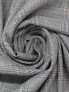 Dusty White/Black/Coffee Brown/Multi Cotton/Rayon/Lycra Glen Plaid Stretch Suiting - NY Designer - 60W
