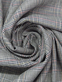 Dusty White/Black/Coffee Brown/Multi Cotton/Rayon/Lycra Glen Plaid Stretch Suiting - NY Designer - 60W