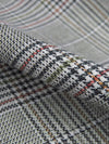 Dusty White/Black/Coffee Brown/Multi Cotton/Rayon/Lycra Glen Plaid Stretch Suiting - NY Designer - 60W
