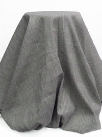 Dusty White/Black/Coffee Brown/Multi Cotton/Rayon/Lycra Glen Plaid Stretch Suiting - NY Designer - 60W