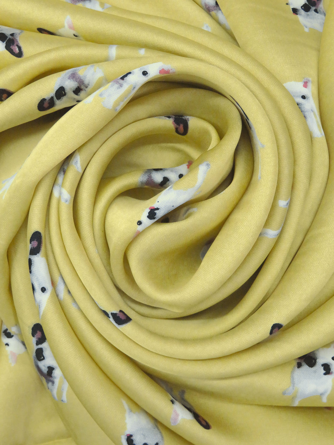 Straw/Gray/White/Multi 100% Polyester Small Dog Print Satin-Faced Chiffon 58W