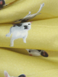 Straw/Gray/White/Multi 100% Polyester Small Dog Print Satin-Faced Chiffon 58W