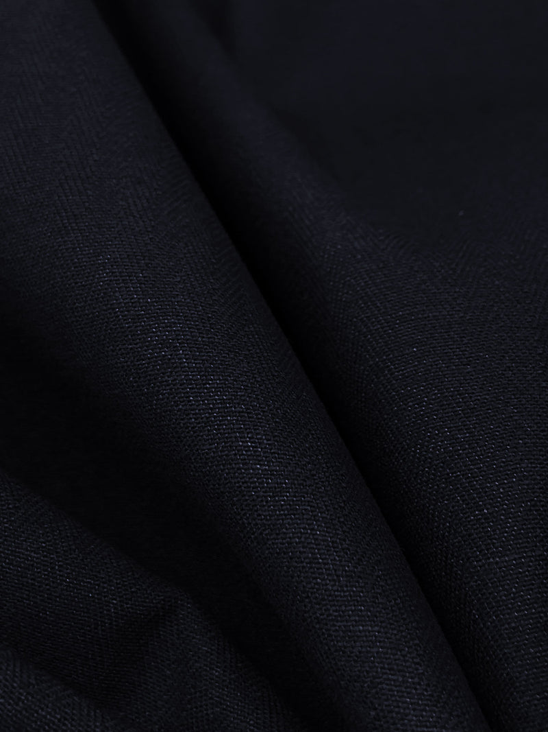 Midnight Navy 100% Cotton Herringbone Bottom Weight Woven - NY Designer - 60W