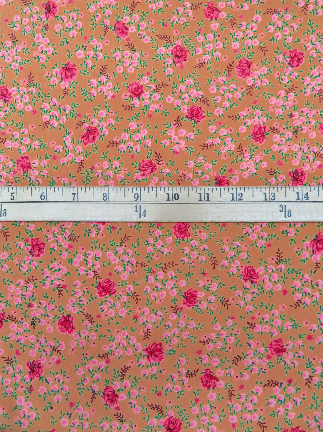 Burnt Copper/Cadmium Green/Candy Pink/Multi 100% Rayon Small Floral Print Crepe Blouse Weight Woven 42W