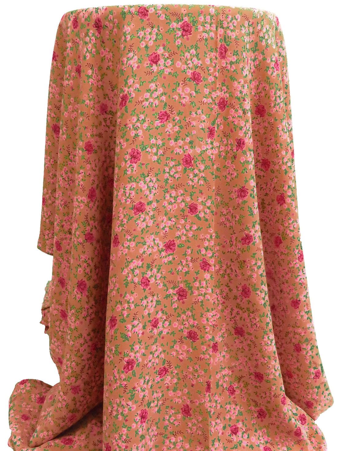 Burnt Copper/Cadmium Green/Candy Pink/Multi 100% Rayon Small Floral Print Crepe Blouse Weight Woven 42W