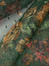 Moss Green/Rust 100% Nylon Floral Print Swiss Dot Netting 58W