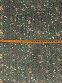 Moss Green/Rust 100% Nylon Floral Print Swiss Dot Netting 58W