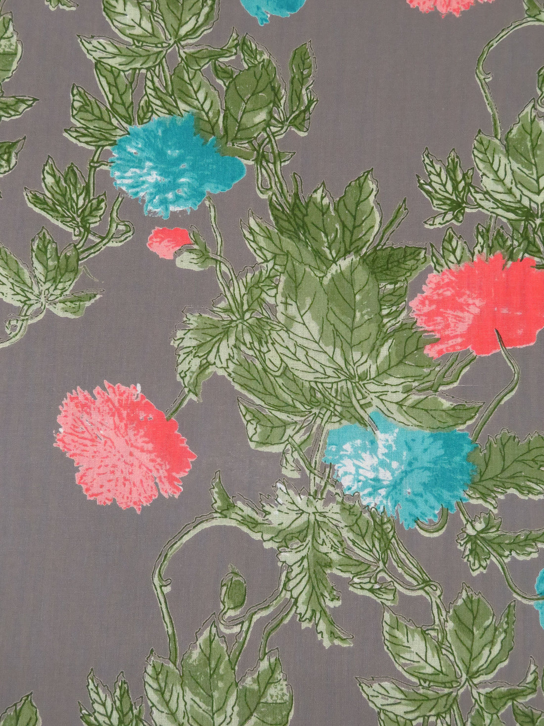 Taupe Gray/Fern/Coral Red/Multi 100% Cotton Floral Voile 42W