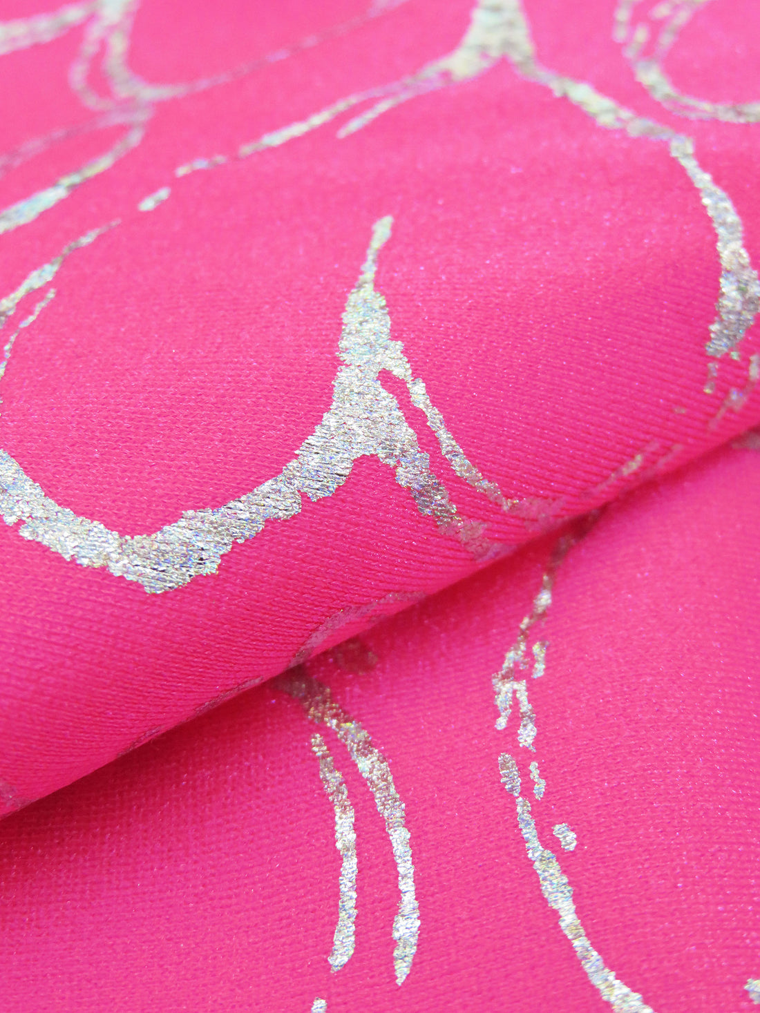 Malibu Pink/Silver Nylon/Lycra Heart Foil Print Swimwear/Activewear Knit 56W