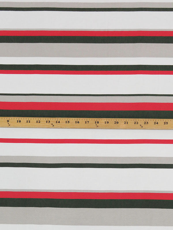 White/Dark Muted Sage/Cherry Red/Cloud Gray Bamboo/Lycra Horizontal Stripe Jersey Knit - White House Black Market - 66W