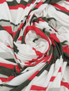 White/Dark Muted Sage/Cherry Red/Cloud Gray Bamboo/Lycra Horizontal Stripe Jersey Knit - White House Black Market - 66W