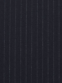 Midnight Navy/Iron Gray Wool/Polyester/Lycra Vertical Pinstripe Herringbone Weave Suiting - NY Designer - 54W