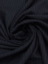 Midnight Navy/Iron Gray Wool/Polyester/Lycra Vertical Pinstripe Herringbone Weave Suiting - NY Designer - 54W