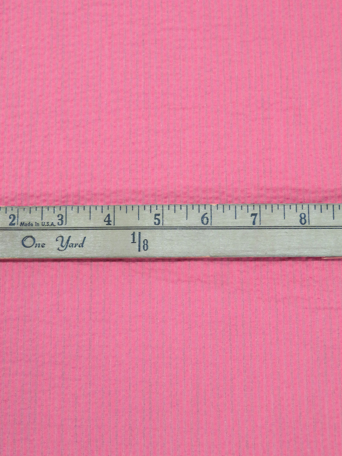 Punch Pink/Dark Taffy Pink Polyester/Cotton Mini Vertical Stripe Weave Seersucker Shirting - Robert Kaufman - 56W