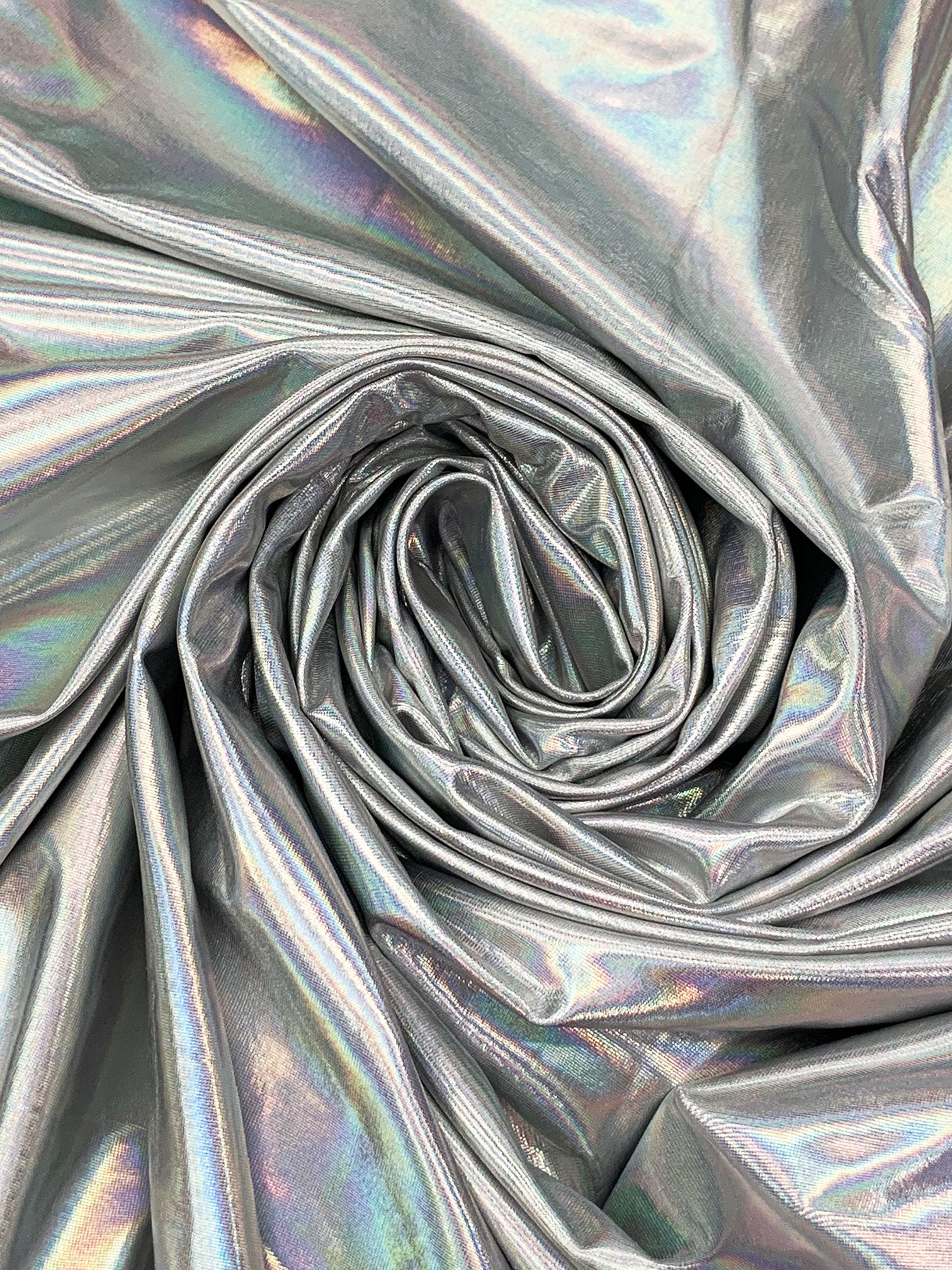 全知　プレリfoil Iridescent Silver Polyester/Lycra Holographic Foil Printed