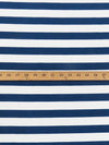 White/Lapis Blue 100% Polyester Horizontal Stripe Print Crepe de Chine 58W