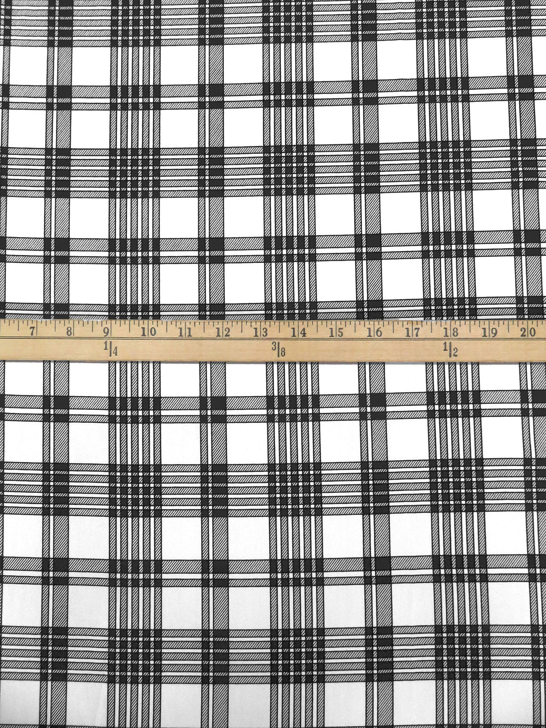 White/Black/Charcoal Gray 100% Polyester Plaid Print Twill Blouse Weight Woven - Famous Dress Designer - 57W