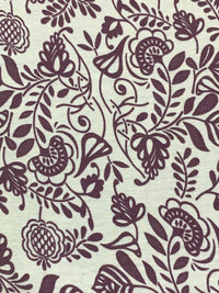 White Coffee/Old Burgundy Rayon/Lycra Floral Print Jersey Knit - Imported From France - 54W