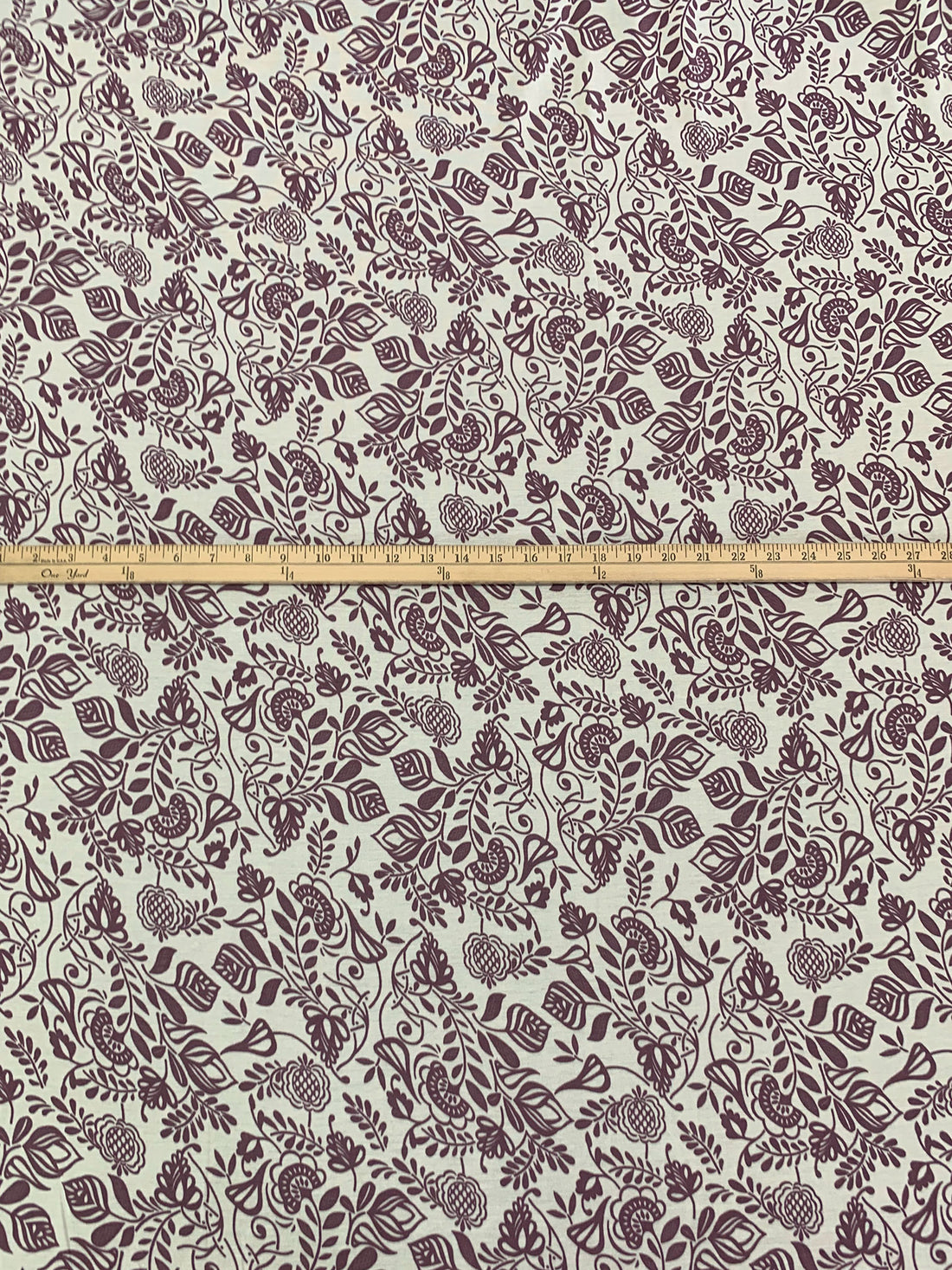 White Coffee/Old Burgundy Rayon/Lycra Floral Print Jersey Knit - Imported From France - 54W