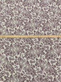 White Coffee/Old Burgundy Rayon/Lycra Floral Print Jersey Knit - Imported From France - 54W