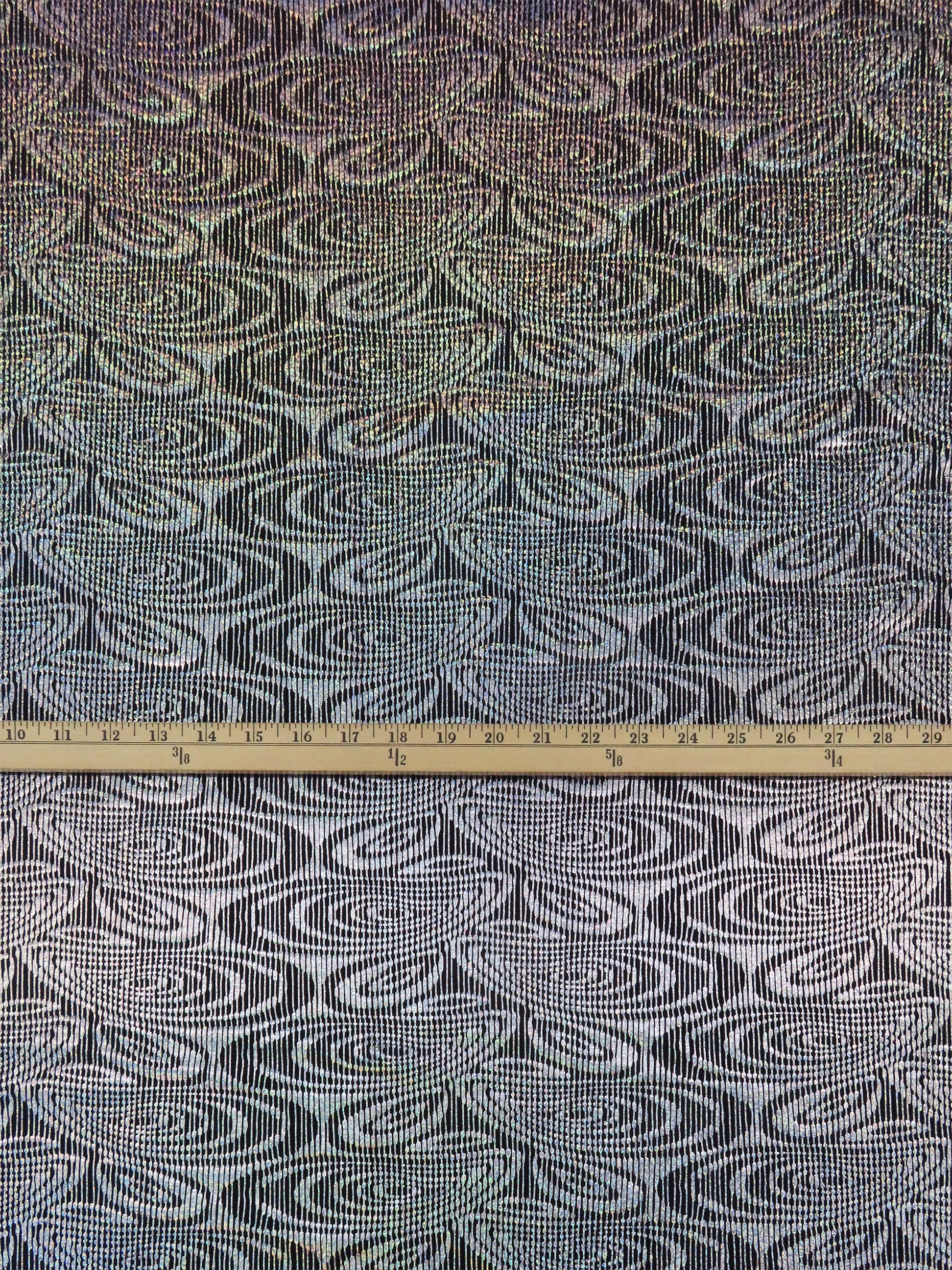 Silver/Black/Multi Nylon/Lycra Trippy Ripple Holographic