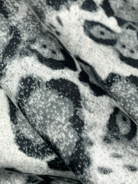 Bone/Dark Slate Gray/Black 100% Polyester Animal Print Satin-Faced Chiffon - Famous Dress Designer - 57W