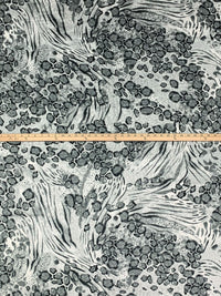 Bone/Dark Slate Gray/Black 100% Polyester Animal Print Satin-Faced Chiffon - Famous Dress Designer - 57W