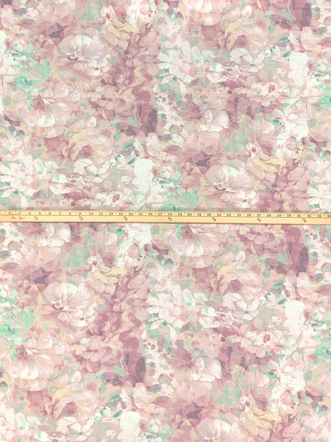 Old Lavender/Dusty Pink/Cream 100% Polyester Floral Print Double Georgette - Famous Dress Designer - 58W