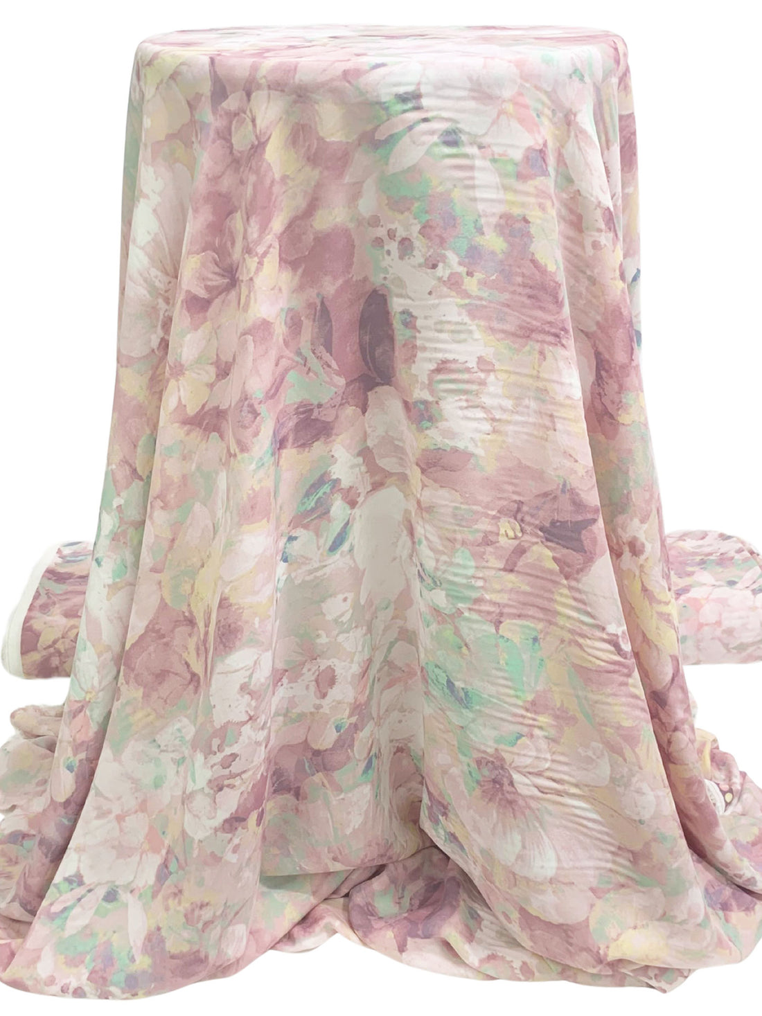 Old Lavender/Dusty Pink/Cream 100% Polyester Floral Print Double Georgette - Famous Dress Designer - 58W