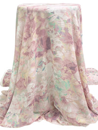 Old Lavender/Dusty Pink/Cream 100% Polyester Floral Print Double Georgette - Famous Dress Designer - 58W