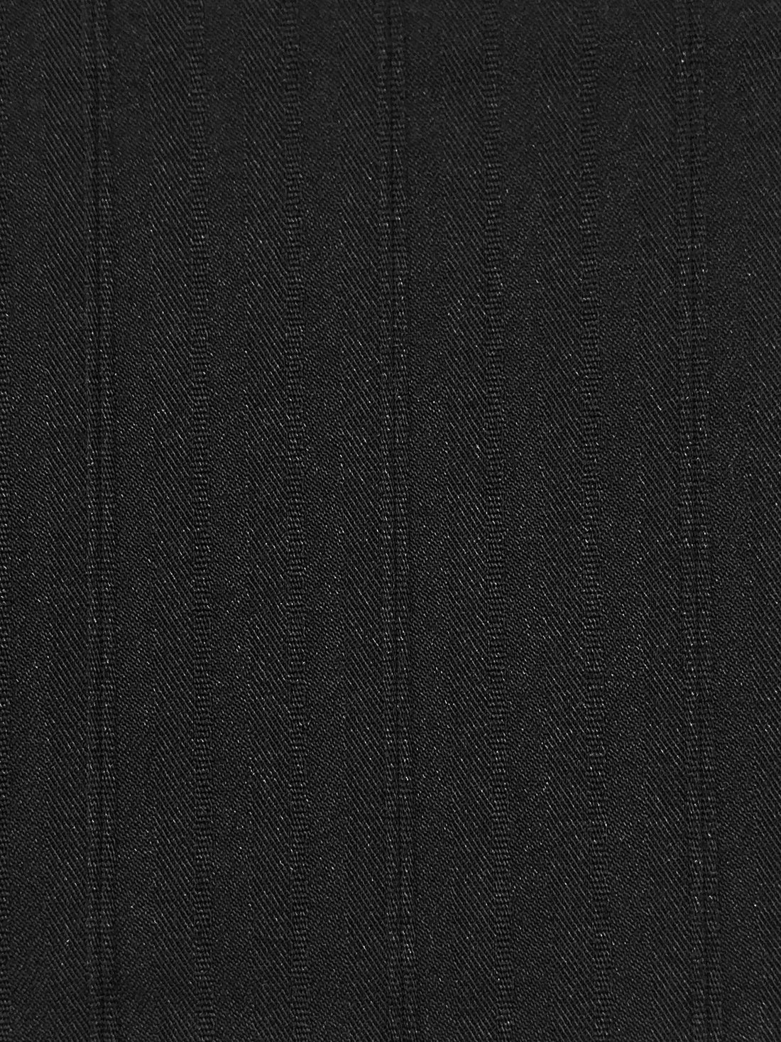 Black Polyester/Lycra Vertical Stripe Weave Stretch Suiting - Famous Dress Designer - 55W