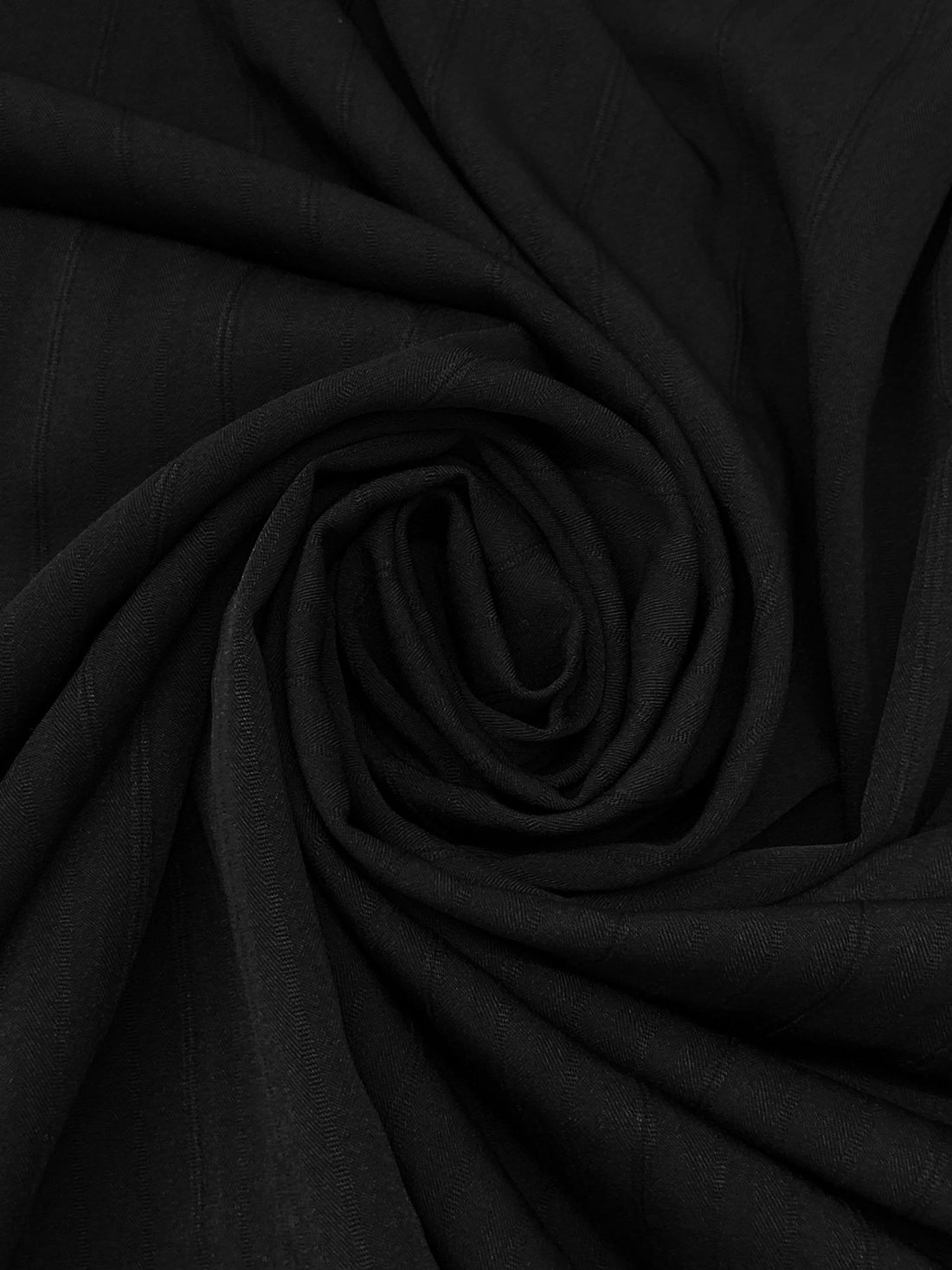 Black Polyester/Lycra Vertical Stripe Weave Stretch Suiting - Famous Dress Designer - 55W