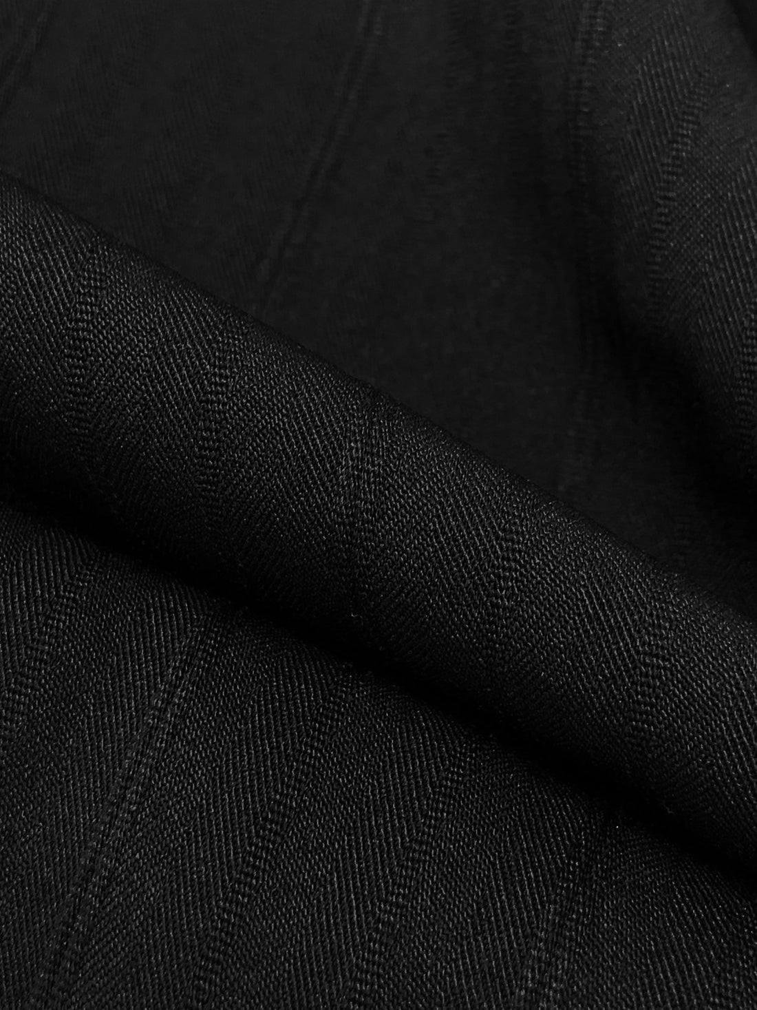 Black Polyester/Lycra Vertical Stripe Weave Stretch Suiting - Famous Dress Designer - 55W