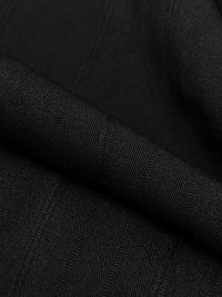 Black Polyester/Lycra Vertical Stripe Weave Stretch Suiting - Famous Dress Designer - 55W
