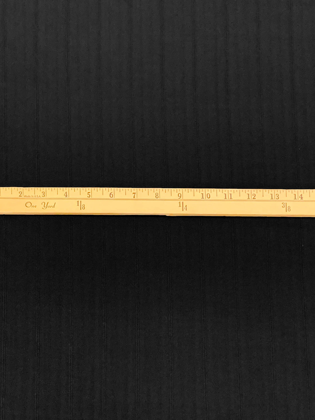 Black Polyester/Lycra Vertical Stripe Weave Stretch Suiting - Famous Dress Designer - 55W