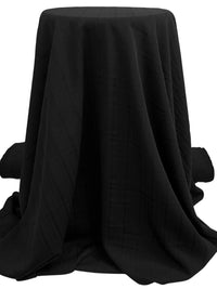 Black Polyester/Lycra Vertical Stripe Weave Stretch Suiting - Famous Dress Designer - 55W