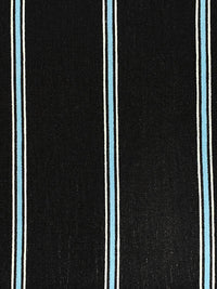 Black/Sky Blue/White 100% Rayon Vertical Stripe Print Crinkle Challis 54W