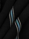 Black/Sky Blue/White 100% Rayon Vertical Stripe Print Crinkle Challis 54W