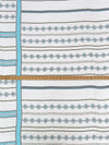 White/Arctic Blue/Beige/Black 100% Rayon Double Border Horizontal Multi Stripe Print On Vertical Woven Stripe Voile 60W