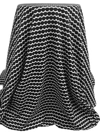 White/Black 100% Polyester Horizontal Circle Stripe Knit - Famous Dress Designer - 56W