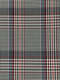 Cadet Blue/Light Red/White/Black Polyester/Wool Glen Plaid Suiting - NY Designer - 56W