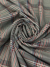 Cadet Blue/Light Red/White/Black Polyester/Wool Glen Plaid Suiting - NY Designer - 56W