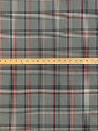 Cadet Blue/Light Red/White/Black Polyester/Wool Glen Plaid Suiting - NY Designer - 56W