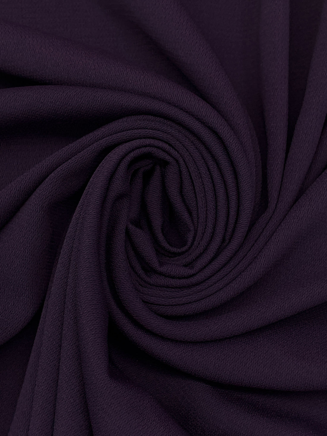 Dark Purple 100% Polyester Herringbone Crepe Suiting - Famous Dress Designer - 58W